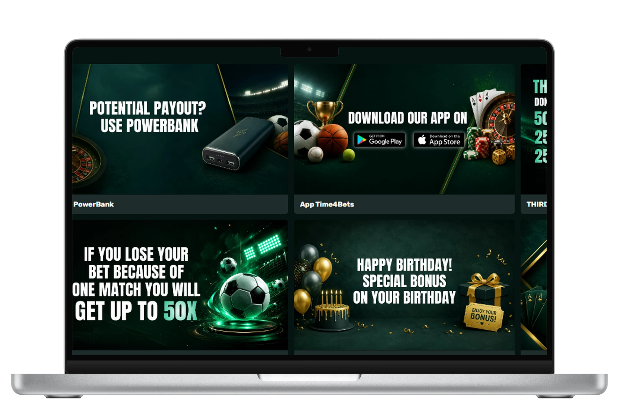 Time4Bets official Google Play and App Store client downloads on MacBook Pro 14