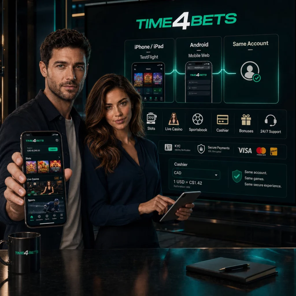 Time4Bets on Mobile: Casino Games and Live Tables on a Phone