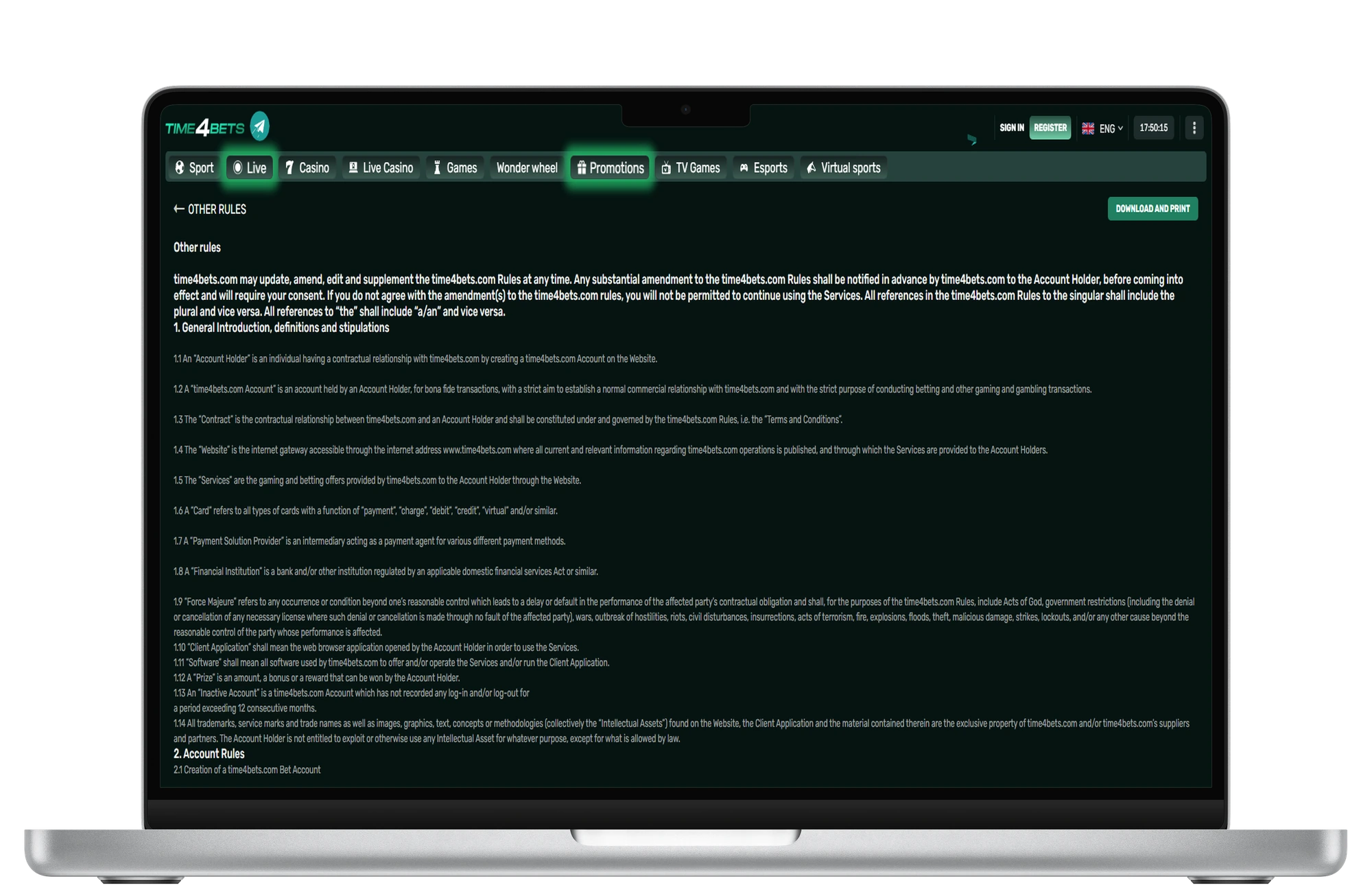 Time4Bets official website account security, rules and verification terms displayed on MacBook Pro 14