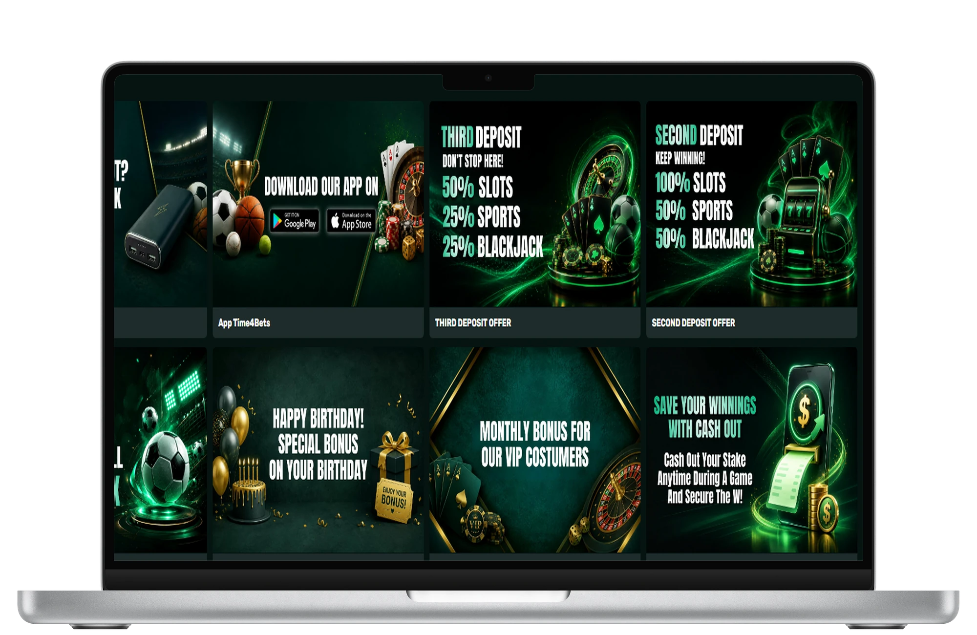 Time4Bets official first, second and third deposit bonuses on MacBook Pro 14